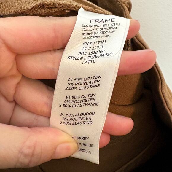 FRAME  Le Crop Mini Boot Coated Latte Raw Step Hem Stagger Jeans 25 - Picture 5 of 5